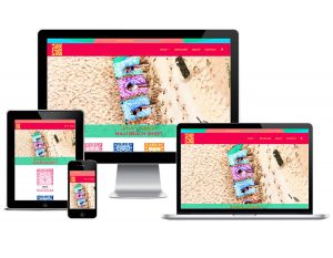 Screen mockups of Flying Okole's website branding and photography project for Tiare Style Maui Beach Sheet